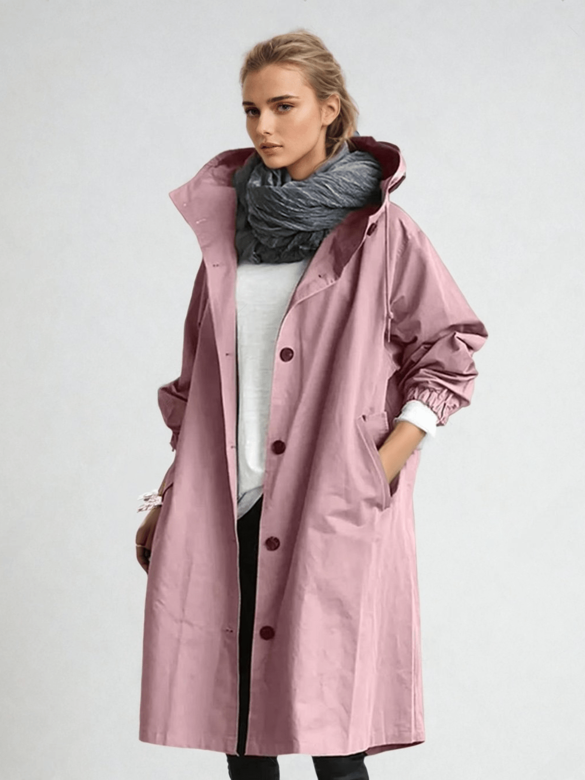 Women's Water-Repellent Trench Coat – Office & Casual – Pink