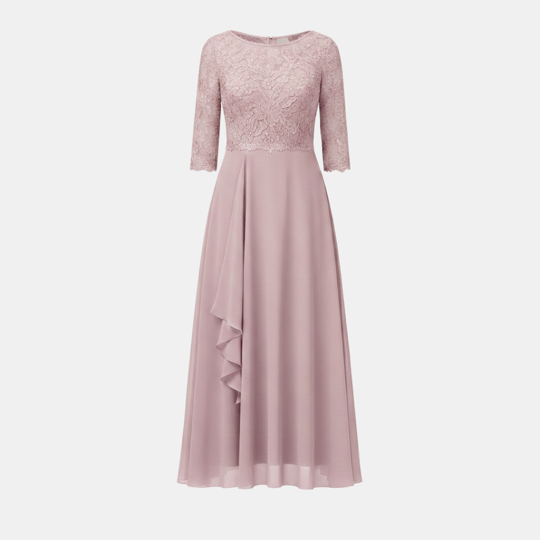 Women's White Chiffon Midi Dress - Elegant Casual Wear for Special Occasions