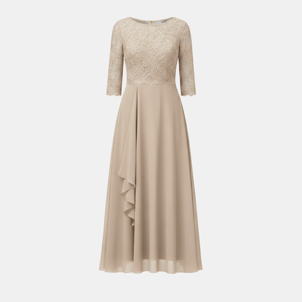 Women's White Chiffon Midi Dress - Elegant Casual Wear for Special Occasions