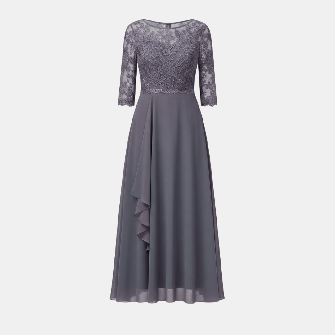 Women's White Chiffon Midi Dress - Elegant Casual Wear for Special Occasions