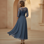 Women's White Chiffon Midi Dress - Elegant Casual Wear for Special Occasions