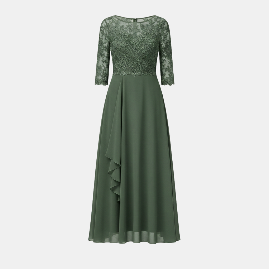 Women's White Chiffon Midi Dress - Elegant Casual Wear for Special Occasions