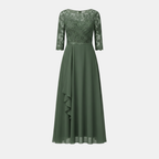 Women's White Chiffon Midi Dress - Elegant Casual Wear for Special Occasions