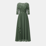 Women's White Chiffon Midi Dress - Elegant Casual Wear for Special Occasions