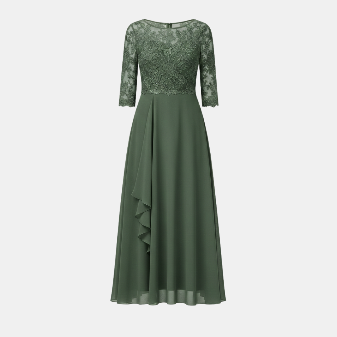 Women's White Chiffon Midi Dress - Elegant Casual Wear for Special Occasions