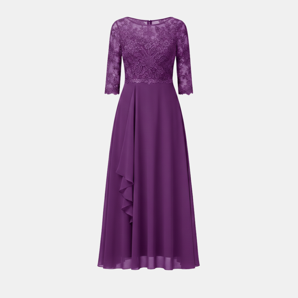 Women's White Chiffon Midi Dress - Elegant Casual Wear for Special Occasions