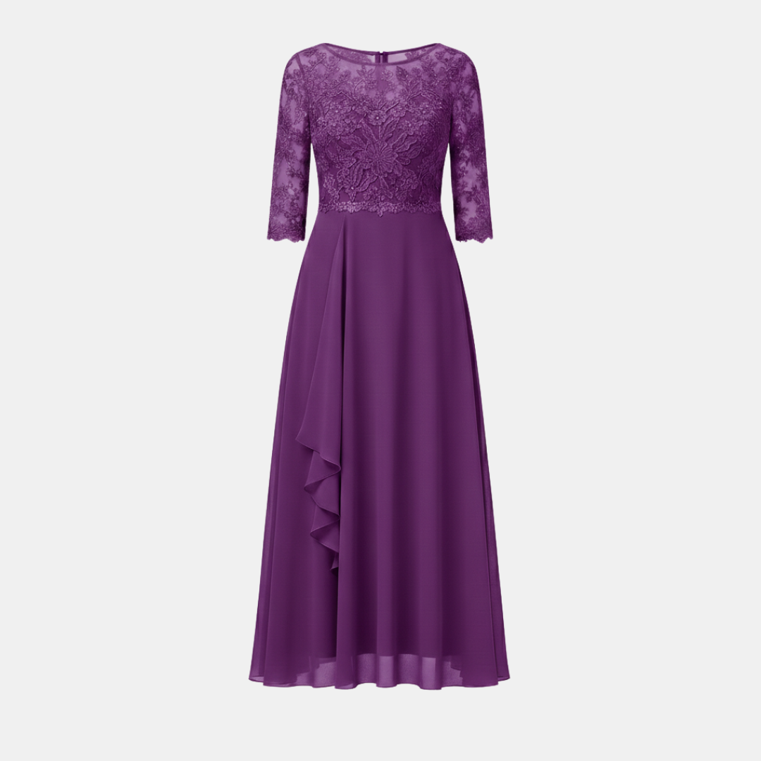 Women's White Chiffon Midi Dress - Elegant Casual Wear for Special Occasions