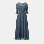 Women's White Chiffon Midi Dress - Elegant Casual Wear for Special Occasions
