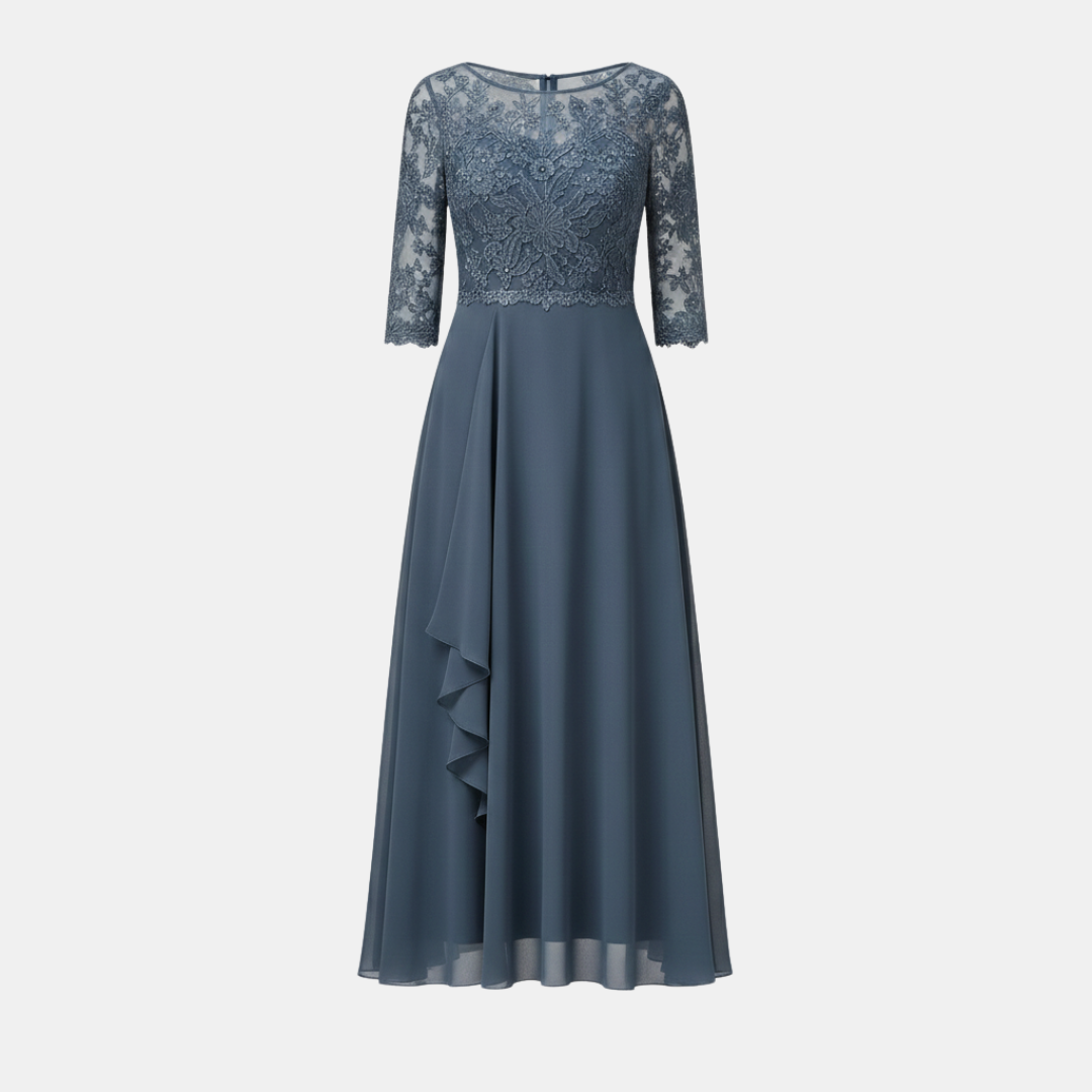 Women's White Chiffon Midi Dress - Elegant Casual Wear for Special Occasions