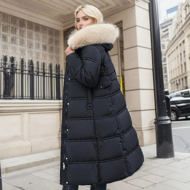 Women's Winter Parka with Fur-Trimmed Hood