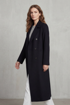 Women's Wool Blend Double-Breasted Coat – Office & Casual
