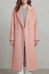 Women's Wool Blend Double-Breasted Coat – Office & Casual – Pink