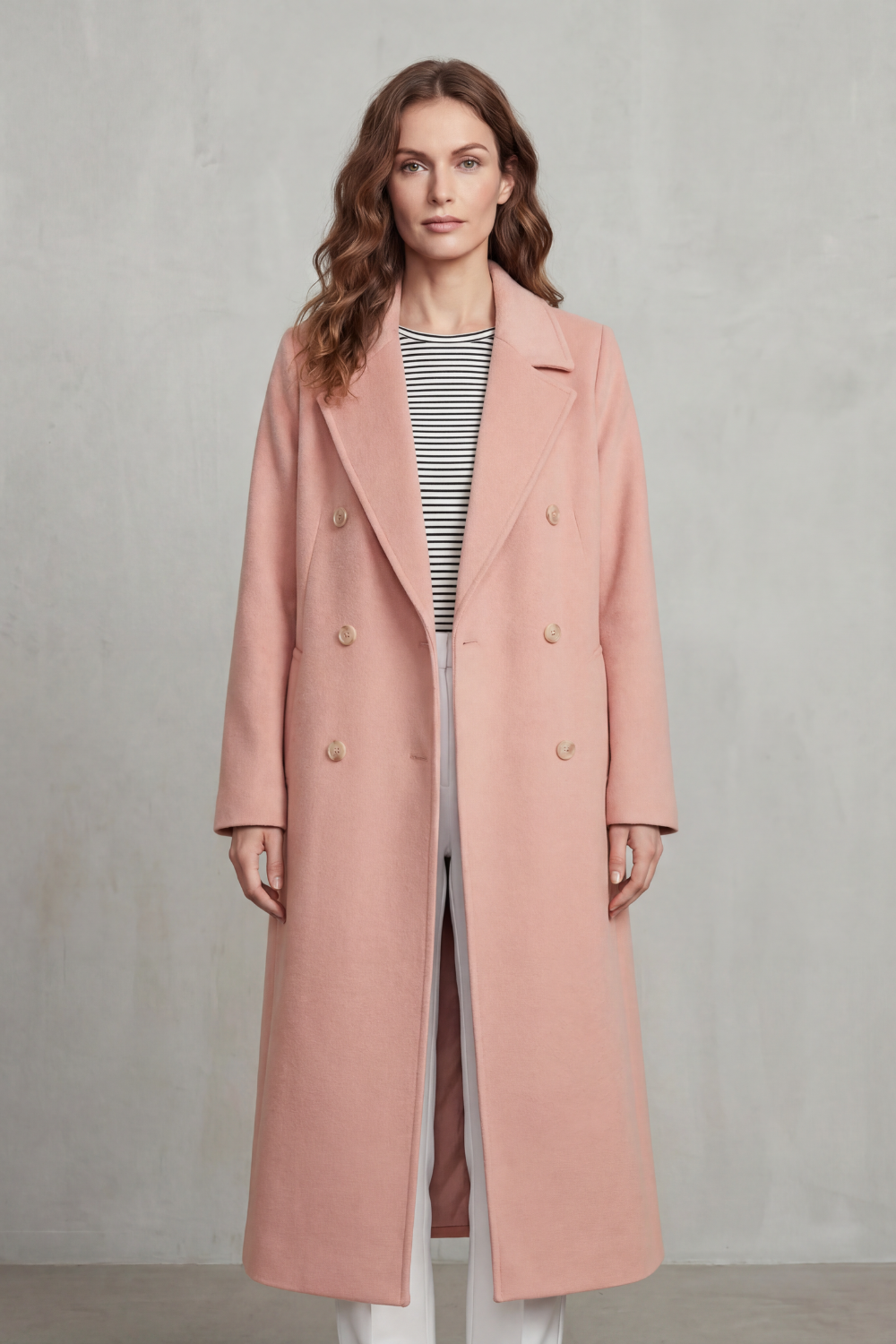 Women's Wool Blend Double-Breasted Coat – Office & Casual