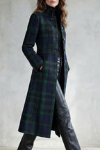 Women's Blackwatch Tartan Wool Blend Coat
