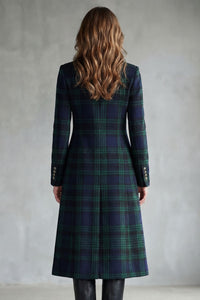 Women's Blackwatch Tartan Wool Blend Coat