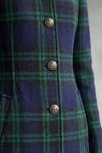 Women's Blackwatch Tartan Wool Blend Coat