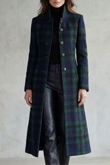 Women's Blackwatch Tartan Wool Blend Coat