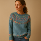 Wool Jumper for Women with Unique Pattern - Cozy Knit Sweater for Casual Wear