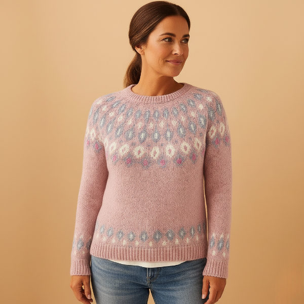 Wool Jumper for Women with Unique Pattern - Cozy Knit Sweater for Casual Wear