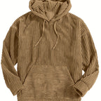 Unisex Ribbed Pullover Hoodie – Relaxed Fit – Camel