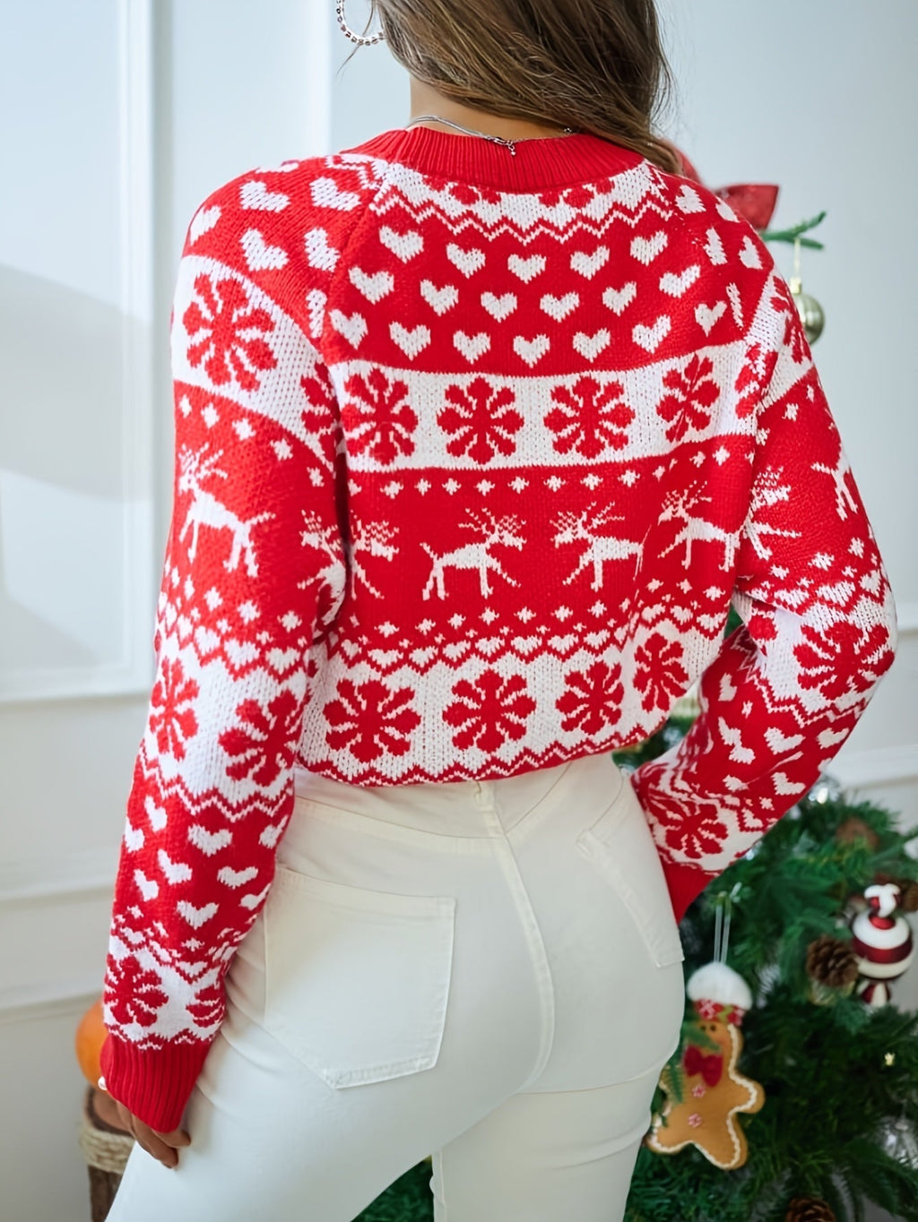 Women's Fair Isle Christmas Jumper – Red & White