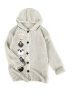 Women's Chunky Hooded Cardigan with Sheep Design