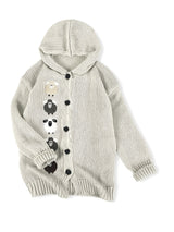 Women's Chunky Hooded Cardigan with Sheep Design