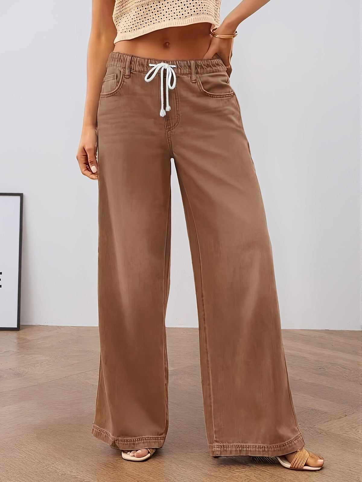 Women's High-Waisted Wide-Leg Stretch Trousers