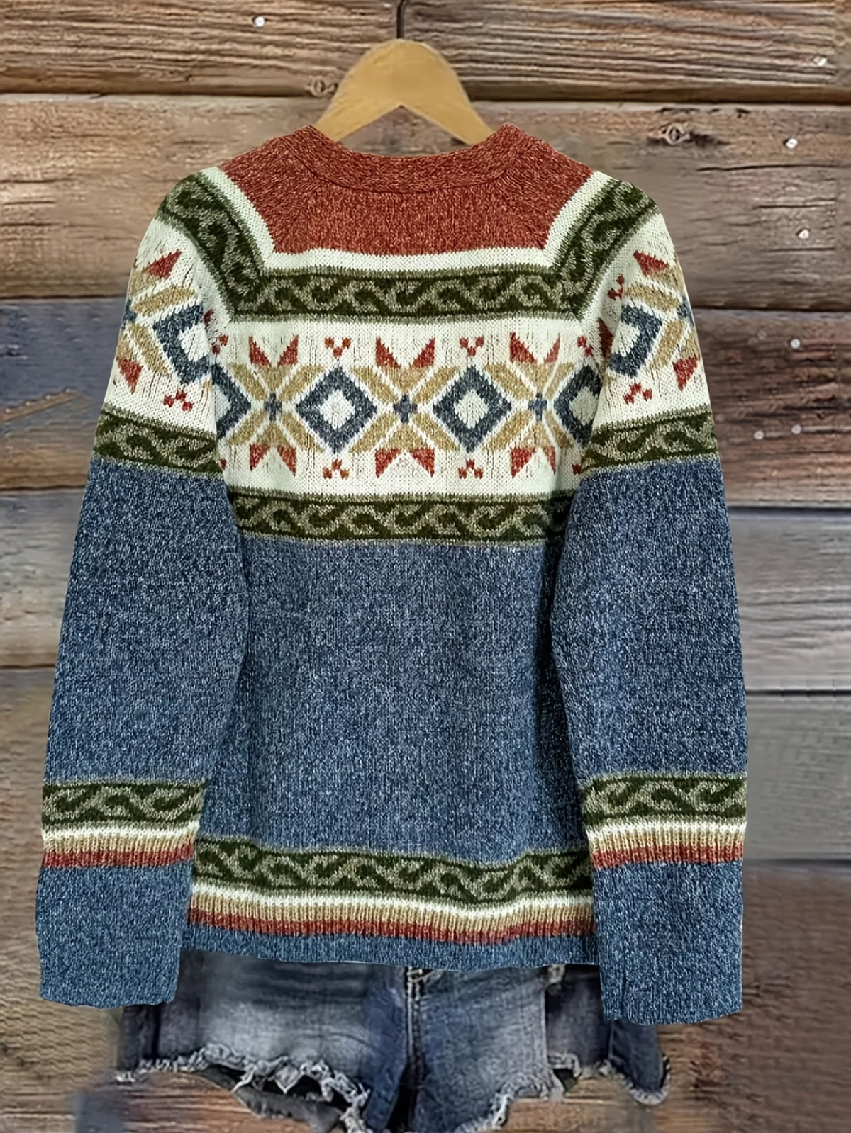 Women's Geometric Pattern Button-Front Cardigan