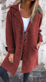 Women's Lapel Collar Button Blazer – Red