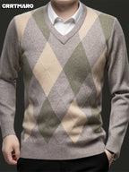 Men's Argyle V-Neck Jumper