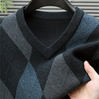 Men's Argyle V-Neck Jumper – Blackish Green