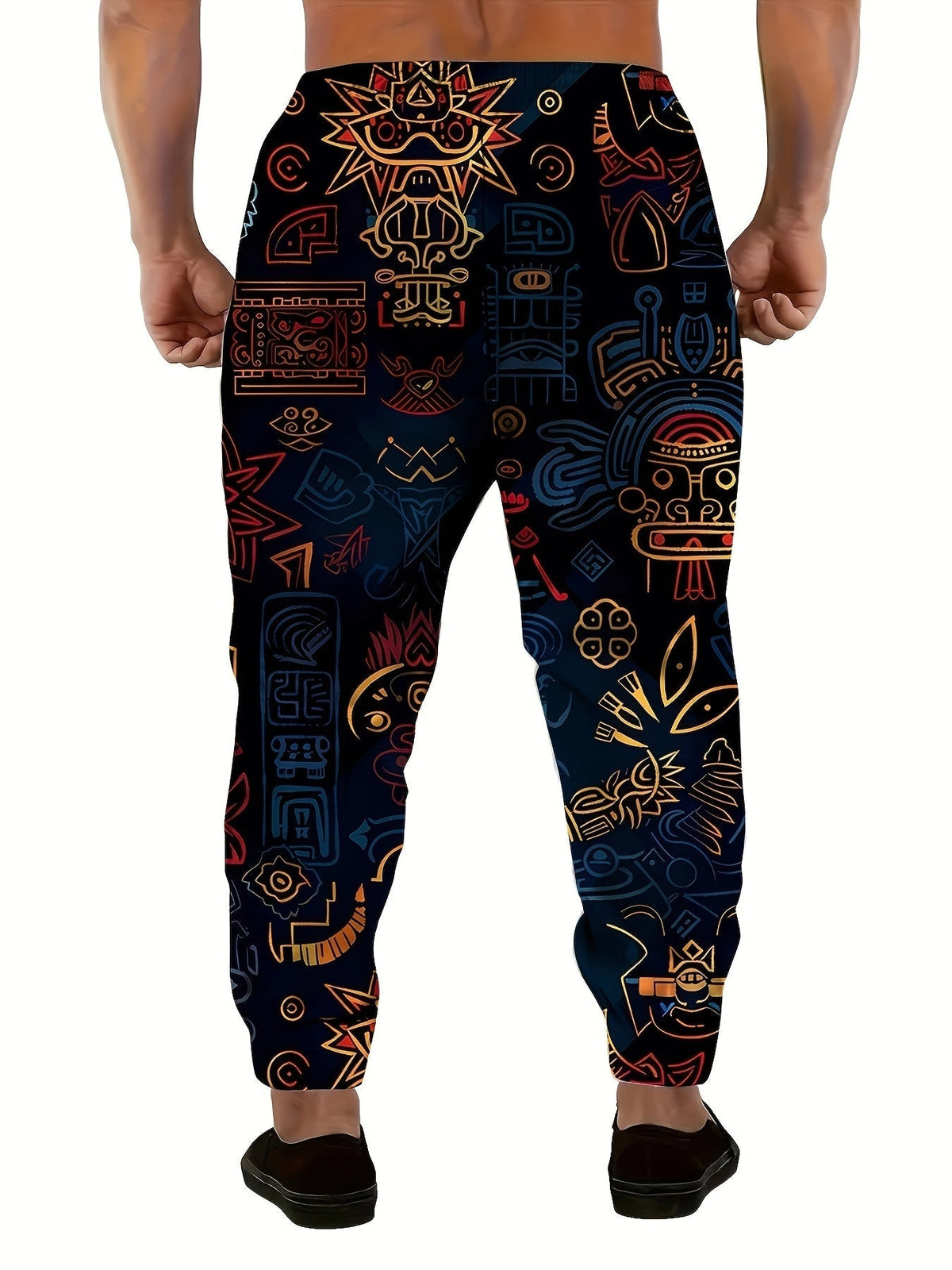 Men's Printed Joggers – Navy & Gold