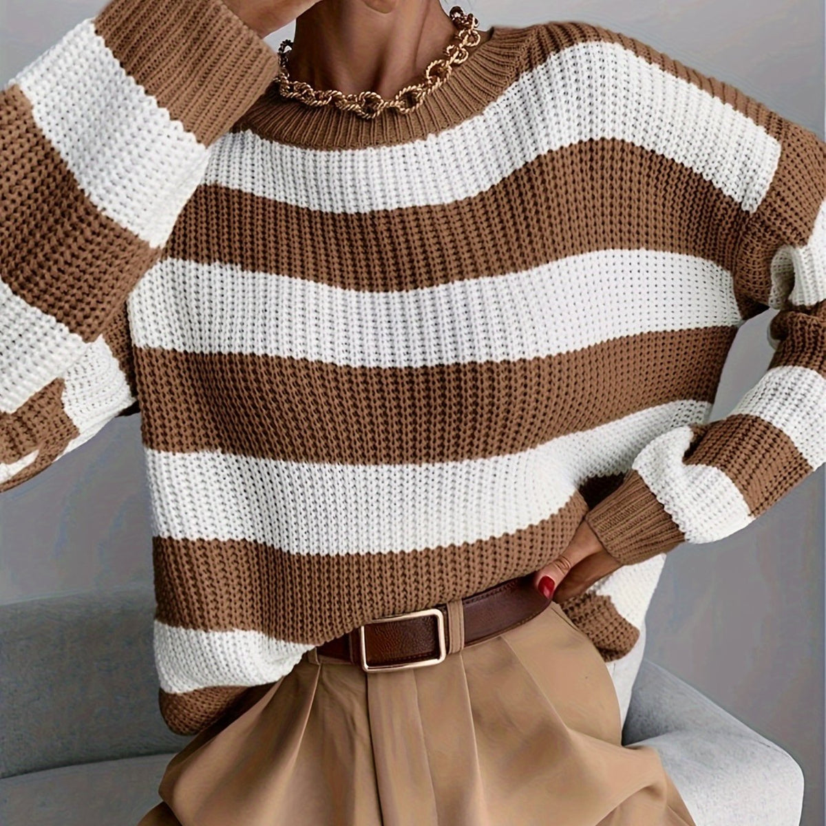 Women's Relaxed Striped Jumper – Drop Shoulder
