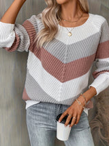 Women's Colour Block Chevron Knit Jumper