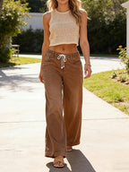 Women's High-Waisted Wide-Leg Stretch Trousers