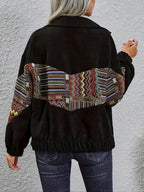 Women's Black Patchwork Lapel Jacket