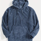 Unisex Ribbed Pullover Hoodie – Relaxed Fit – Blue