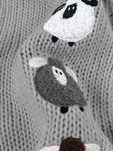 Women's Chunky Hooded Cardigan with Sheep Design