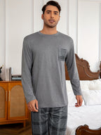 Men's Grey Plaid Lounge Set – Top & Trousers