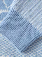 Men's Sky Blue Patterned Crew Neck Jumper