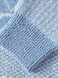 Men's Sky Blue Patterned Crew Neck Jumper
