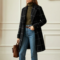 Women's Wool Blend Check Coat – Office & Casual