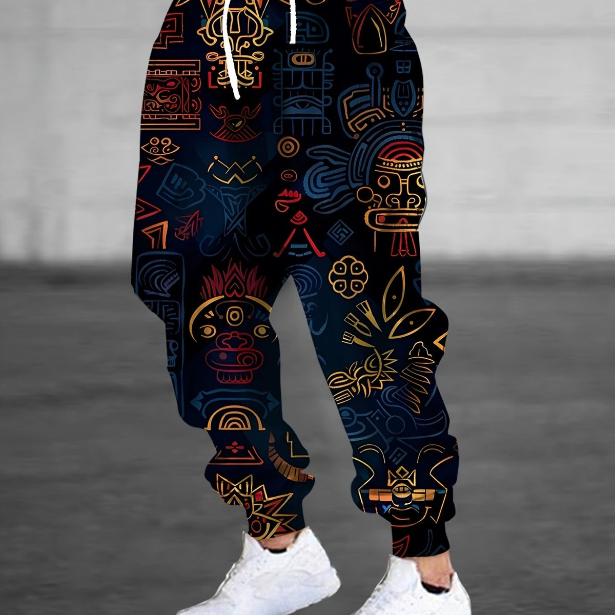 Men's Printed Joggers – Navy & Gold – Navy & Gold Print