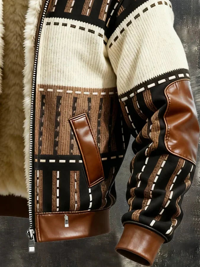 Men's Ivory Sherpa-Lined Zip Jacket
