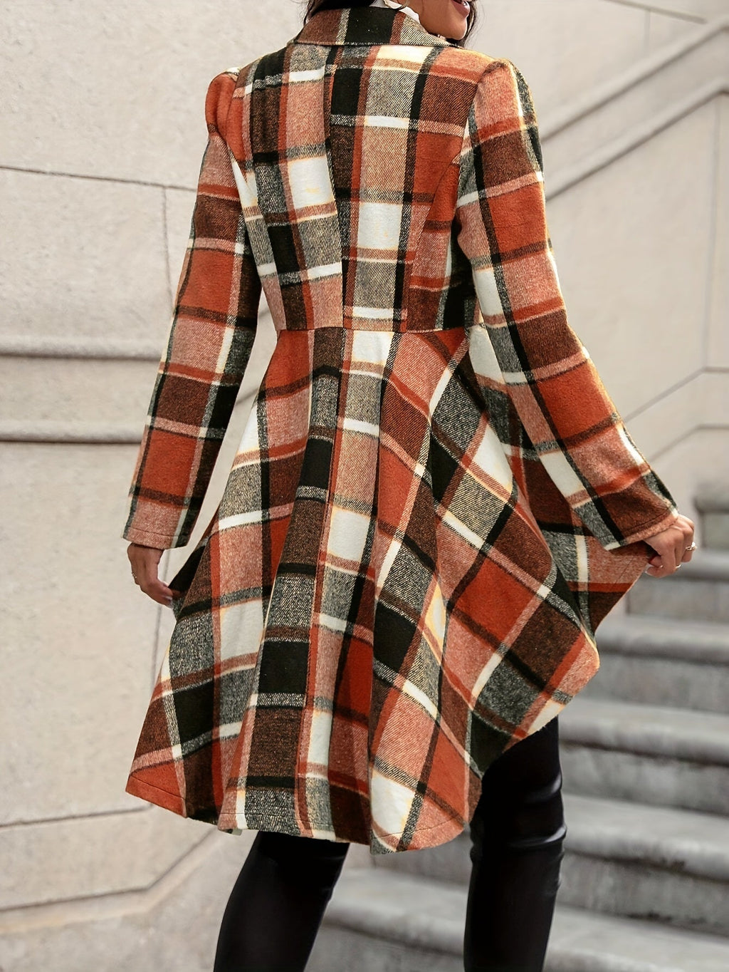 Women's Draped Plaid Open-Front Jacket