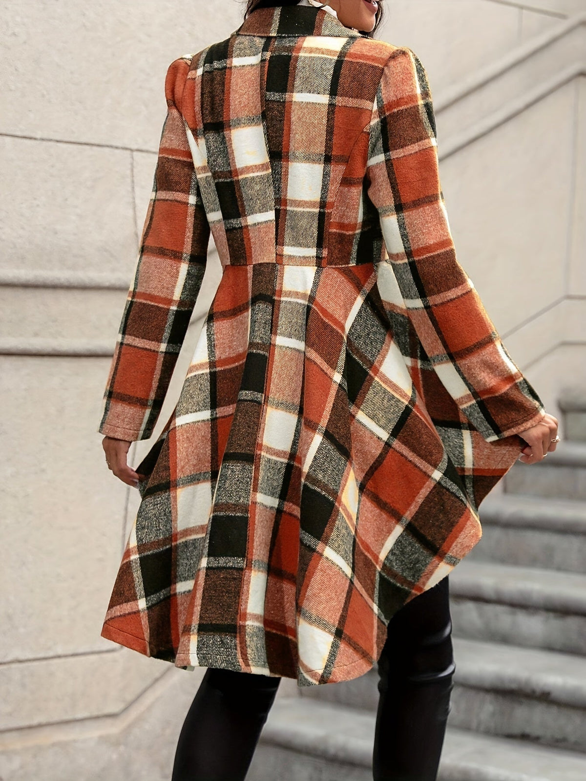 Women's Draped Plaid Open-Front Jacket