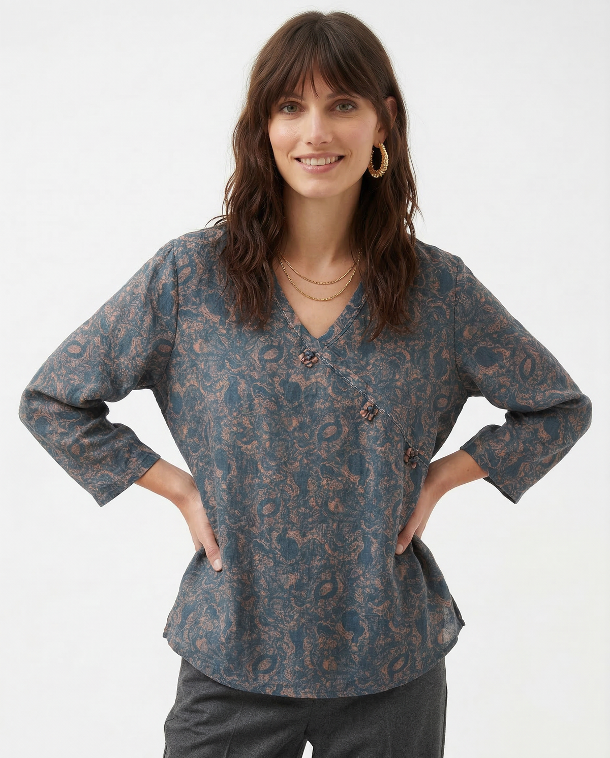 Crosswrap Blouse in Lightweight Fabric - Women's Casual Top for Everyday Wear