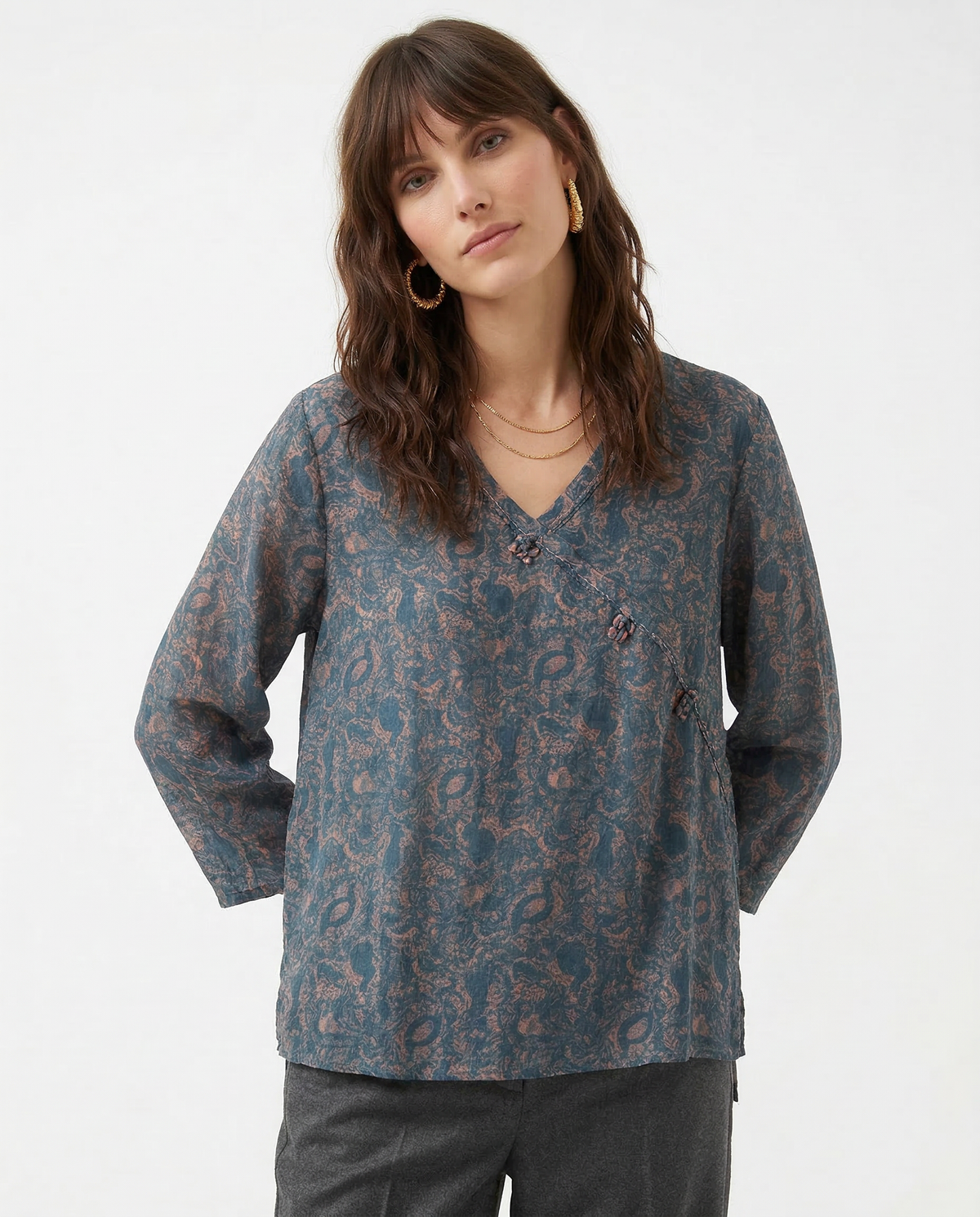 Crosswrap Blouse in Lightweight Fabric - Women's Casual Top for Everyday Wear