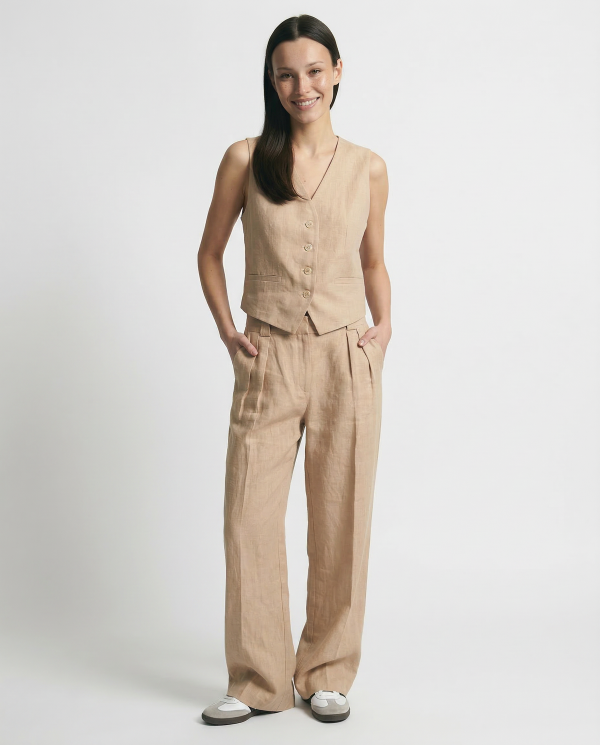 Linen Trouser Set for Women - 100% Natural Fabric - Casual & Comfortable Wear